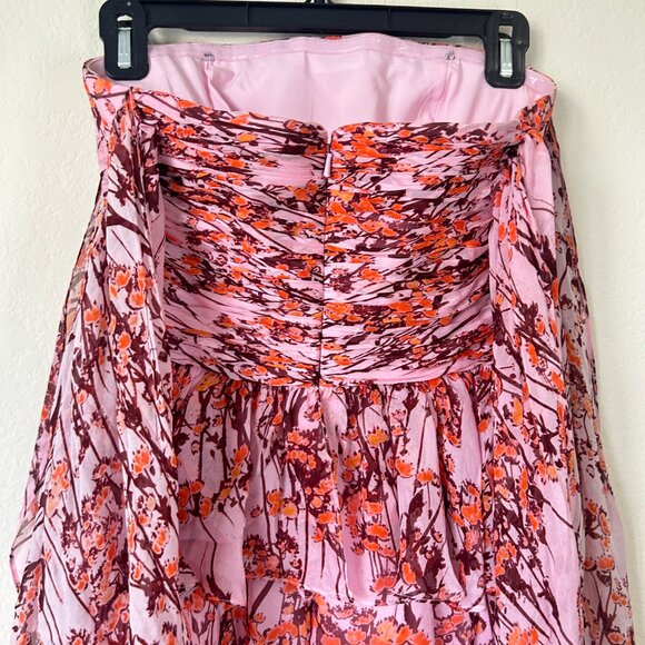 Flor Et Al Jumpsuit Womens 0 Pink Floral Print Silk Tie Sleeve Wide Leg Formal - Picture 8 of 9